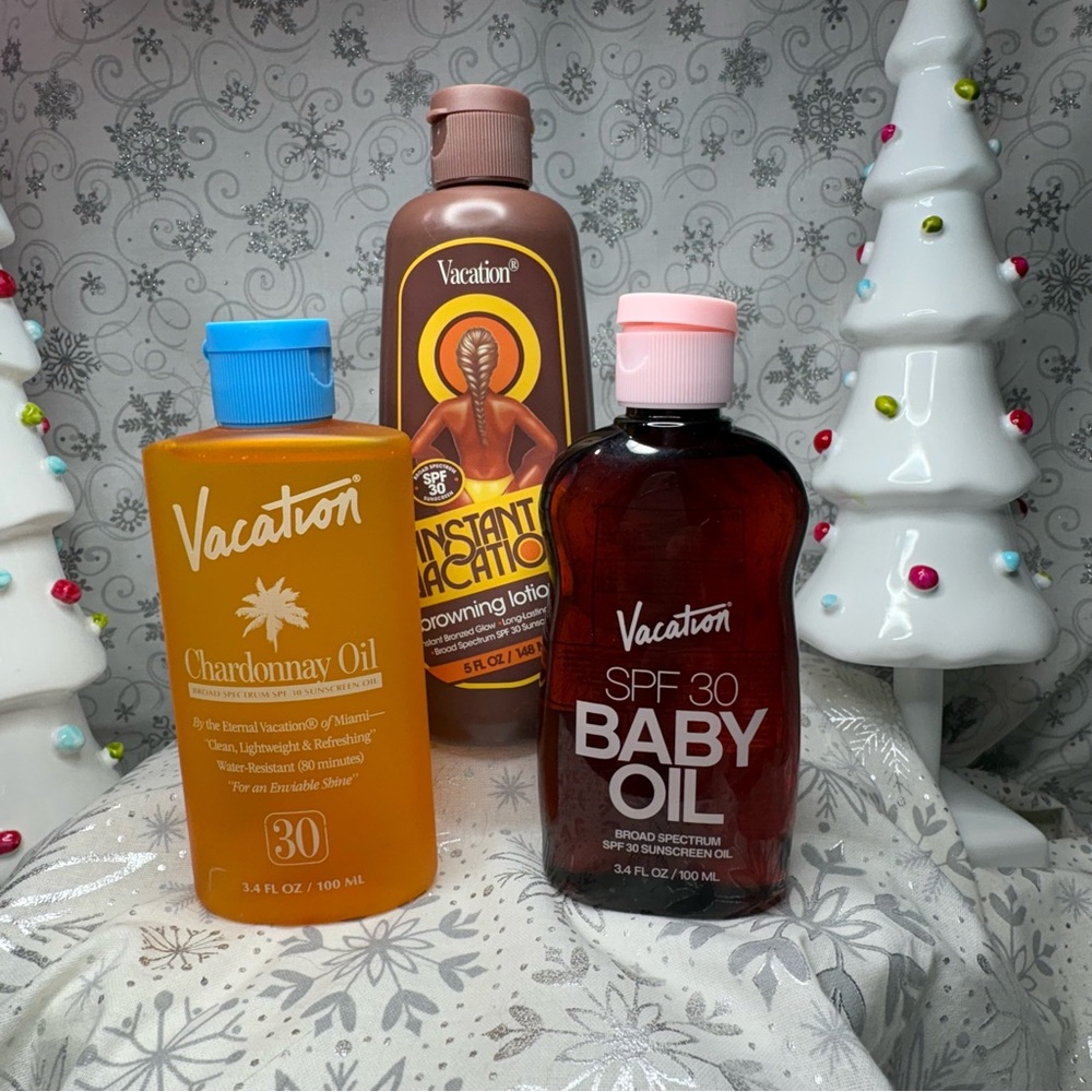 Vacation Tanning Bundle Chardonnay Oil Bronzing Lotion & Baby Oil Christmas - Picture 1 of 12